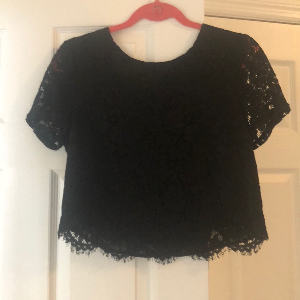 Black lace crop top